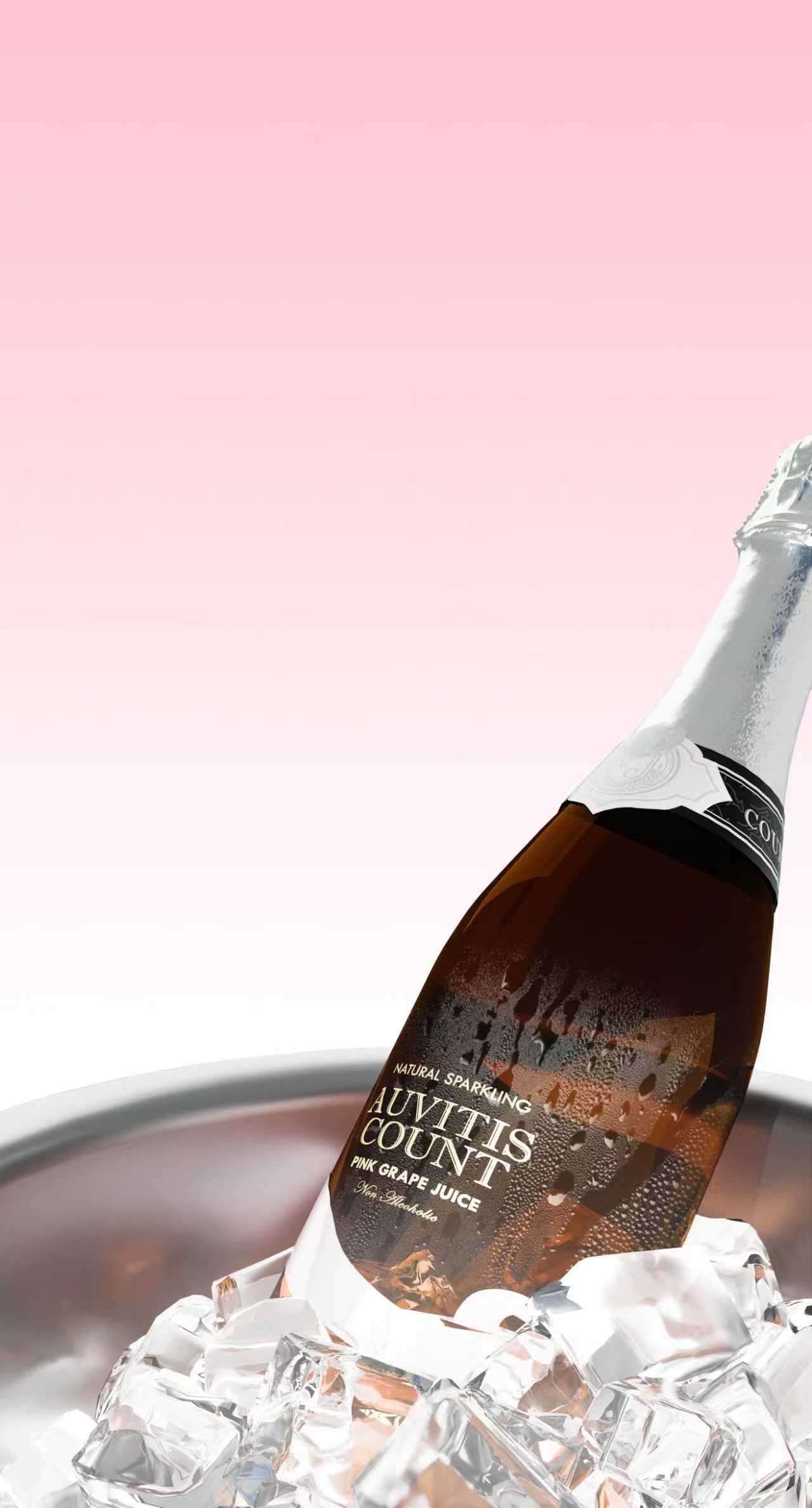 Auvitis Count Non-Alcoholic Sparkling Pink Grape Juice 750ml Low Sugar 6 bottles
