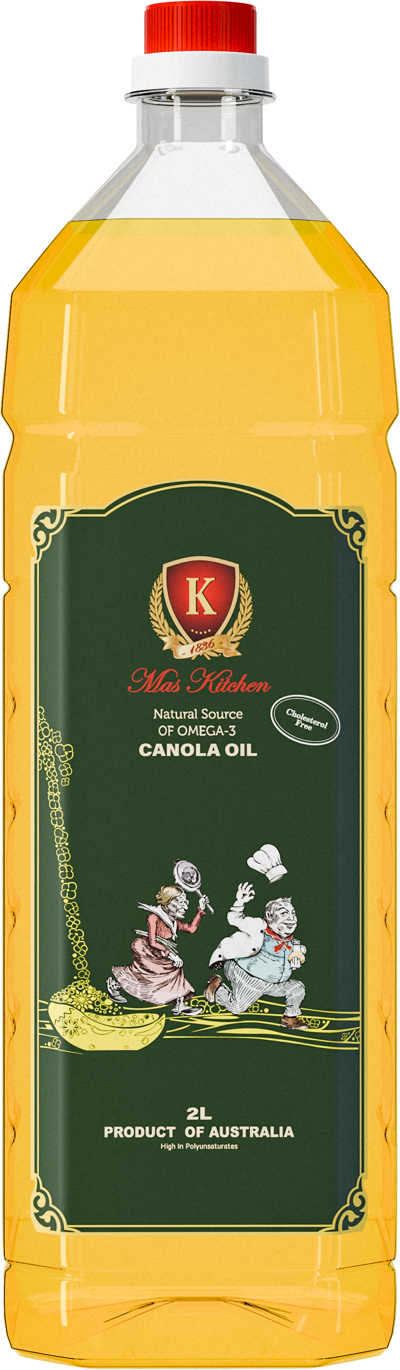 MasKitchen Canola Oil 2L 100% Australian Non-GMO High Smoke Point