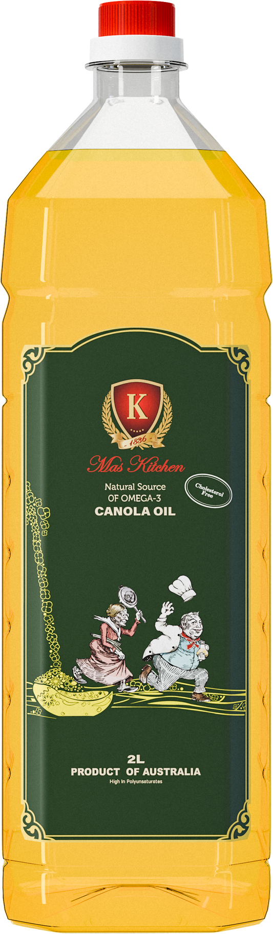 MasKitchen Canola Oil 2L 100% Australian Non-GMO High Smoke Point
