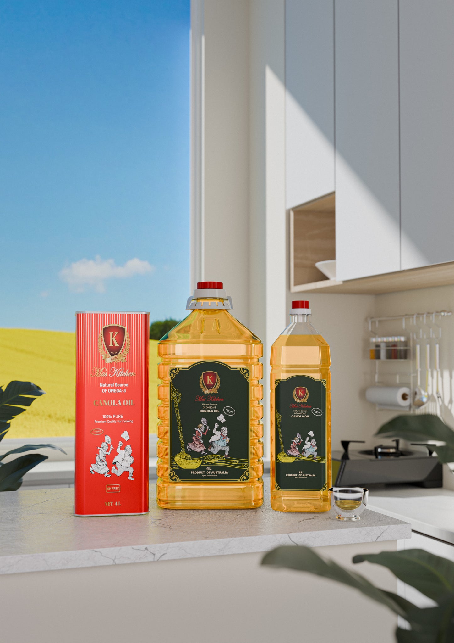 MasKitchen Canola Oil 2L 100% Australian Non-GMO High Smoke Point